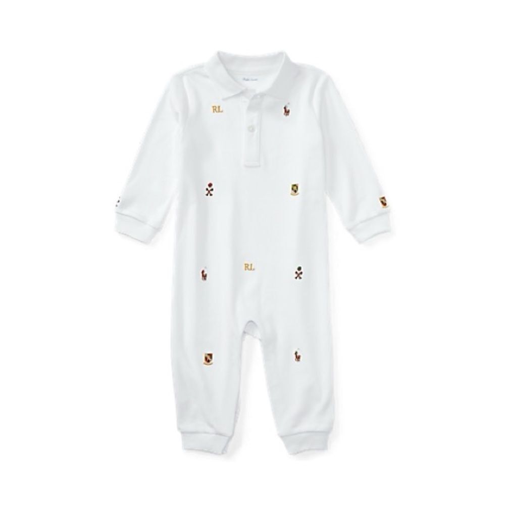 Brand new no tags Ralph Lauren White Polo with Crest Embroidery size 12 months